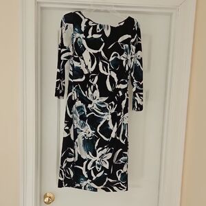 Ralph Lauren Black and White Floral Long Sleeve Dress